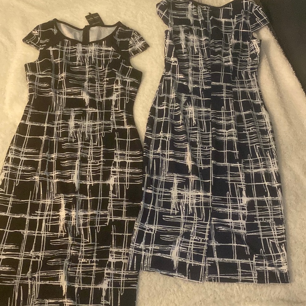 Navy blue dress. Black dress. With small back slit.